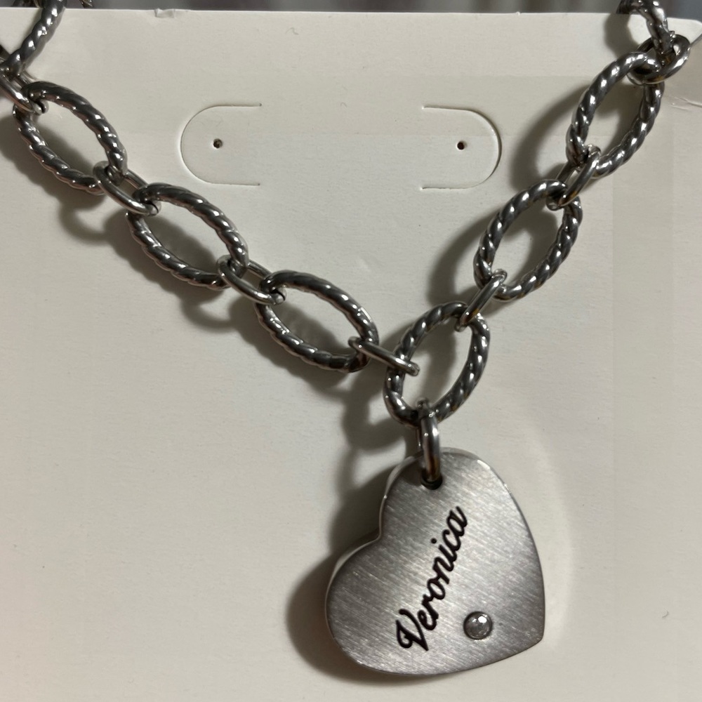 Stainless Steel 7.5 Inch Solid Link Heart Chain Bracelet